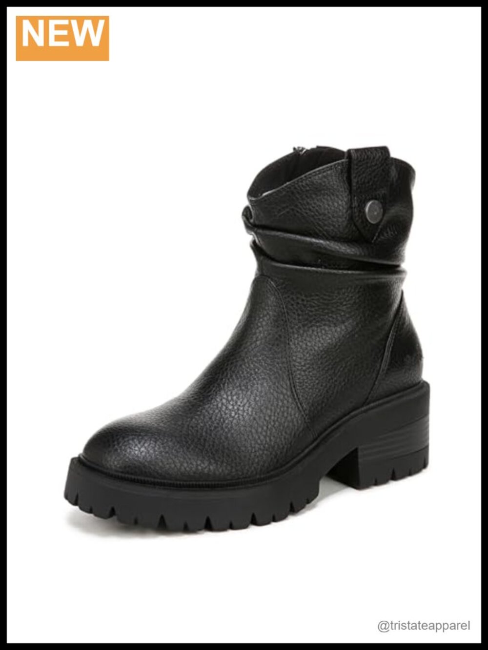 Faux Leather Western Ankle Bootie with Side Zip & Stacked Heel